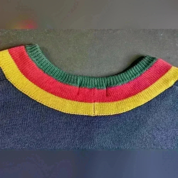 LA MODE Hand Intarsia Sweater Men's Extra Large Blue Argyle Cotton Vintage - Picture 5 of 10